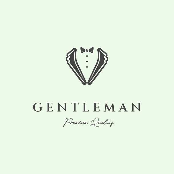 homem gentil ícone vintage logotipo design minimalista ilustração vetorial - Vetor, Imagem