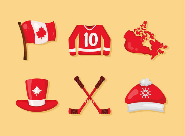 šest ikon kanadské kultury - Vektor, obrázek