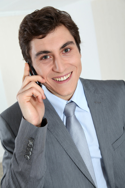 Closeup of businessman on the phone - 写真・画像