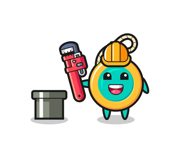 Персонаж Иллюстрация йойо как сантехника, милый дизайн - Вектор,изображение