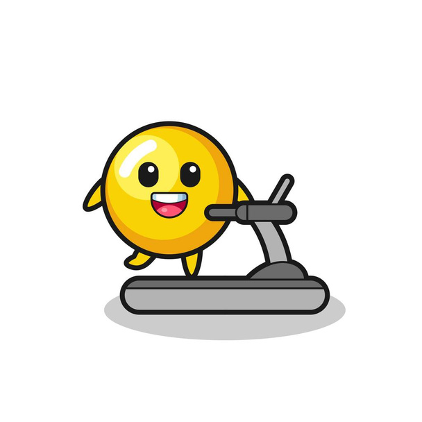 tojás sárgája rajzfilm karakter séta a futópadon, aranyos design - Vektor, kép