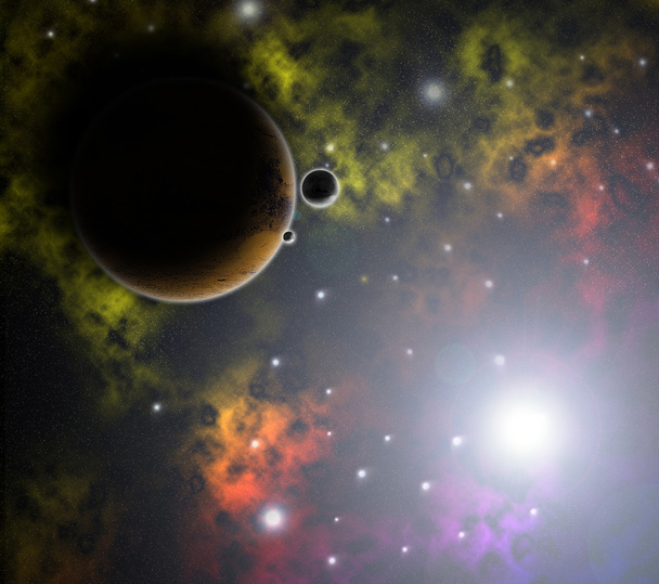 Rudá planeta, mlhovin a hvězdy - Fotografie, Obrázek
