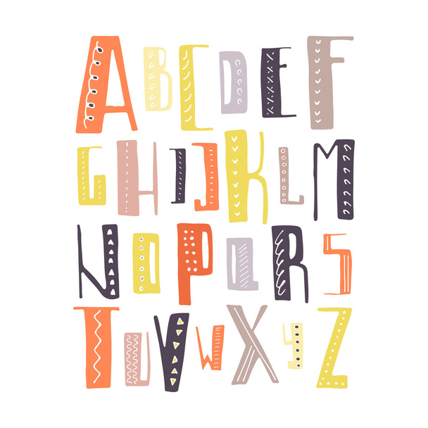 Hand drawn alphabet - Vetor, Imagem