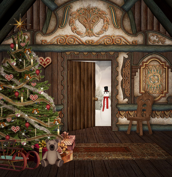 Christmas in old cottage - Photo, Image