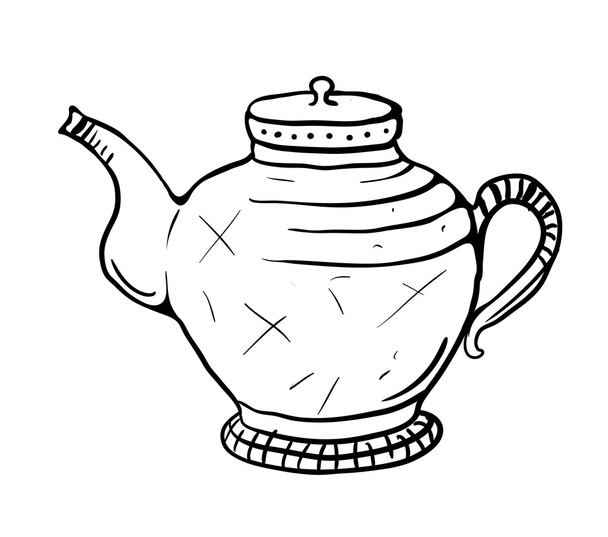 Teapot sketch, vector illustration - Vektör, Görsel
