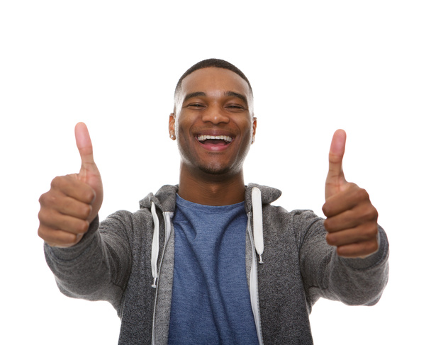 Young african american man smiling with thumbs up sign - Photo, Image