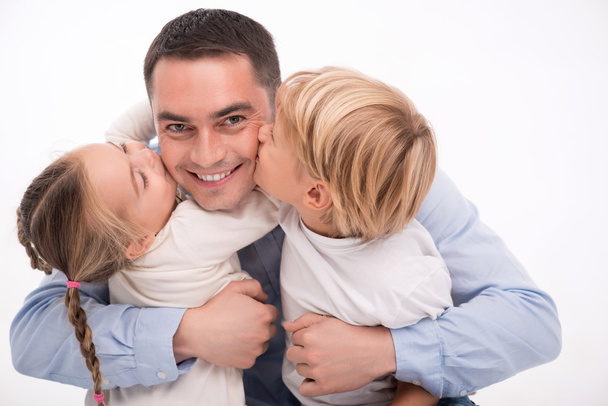 Happy family isolated on white background - Photo, image
