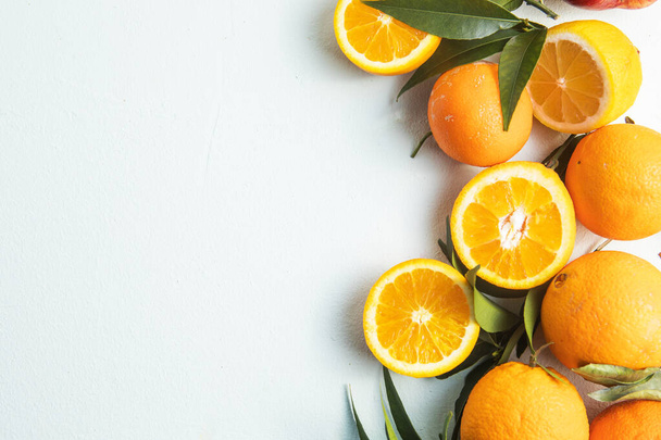 Healthy fruits, orange fruits background.  Slices of citrus fruits - oranges. - Photo, image