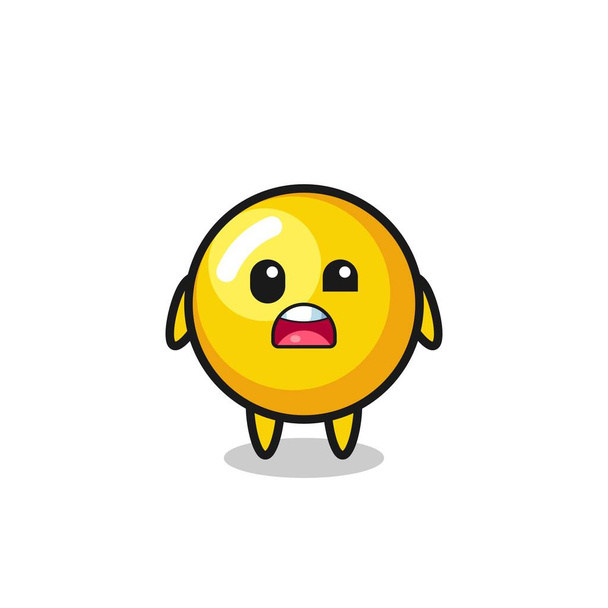 το σοκαρισμένο πρόσωπο της χαριτωμένης μασκότ κρόκου αυγού, χαριτωμένο σχεδιασμό - Διάνυσμα, εικόνα