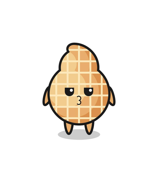 the bored expression of cute peanut characters , cute design - Vector, Image