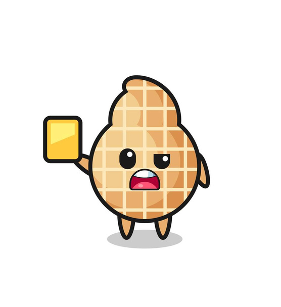 мультяшний арахісовий персонаж як футбольний арбітр, що дає жовту картку, милий дизайн
 - Вектор, зображення