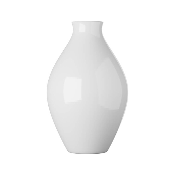Witte keramische vaas geïsoleerd op witte achtergrond, 3d rendering - Foto, afbeelding