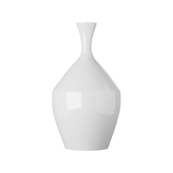 Weiße Keramikvase isoliert auf weißem Hintergrund, 3D-Rendering - Foto, Bild