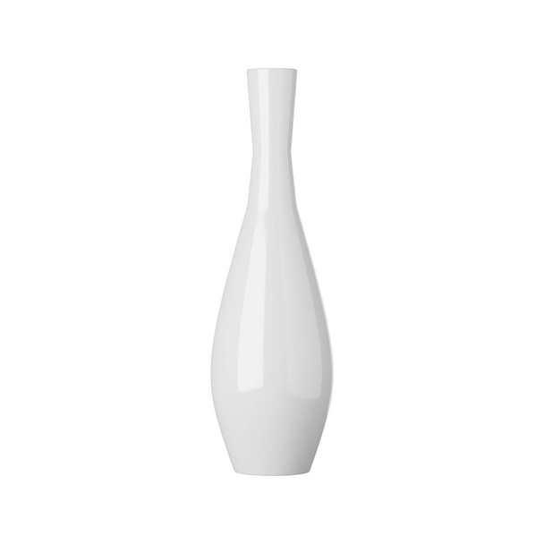 Jarrón de cerámica blanca aislado sobre fondo blanco, renderizado 3d - Foto, Imagen