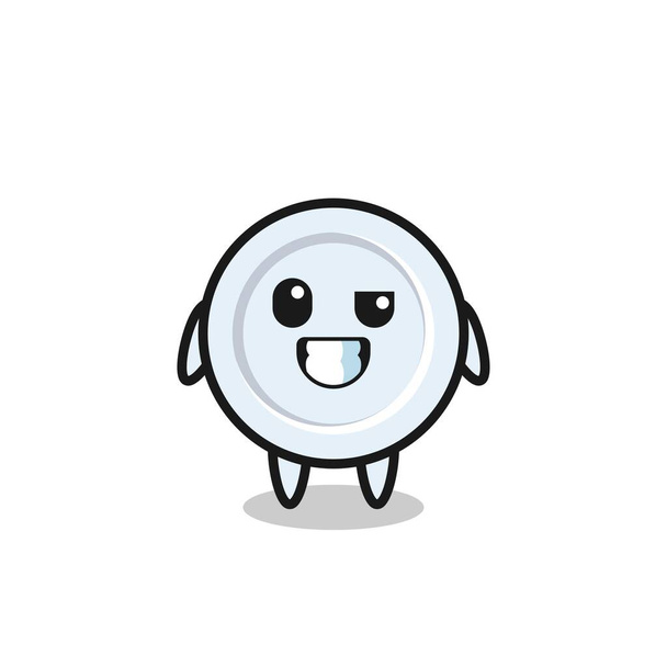 roztomilý talíř maskot s optimistickým obličejem, roztomilý design - Vektor, obrázek