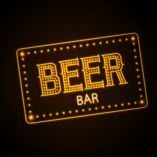 Neon sign. Beer bar - Vector, imagen