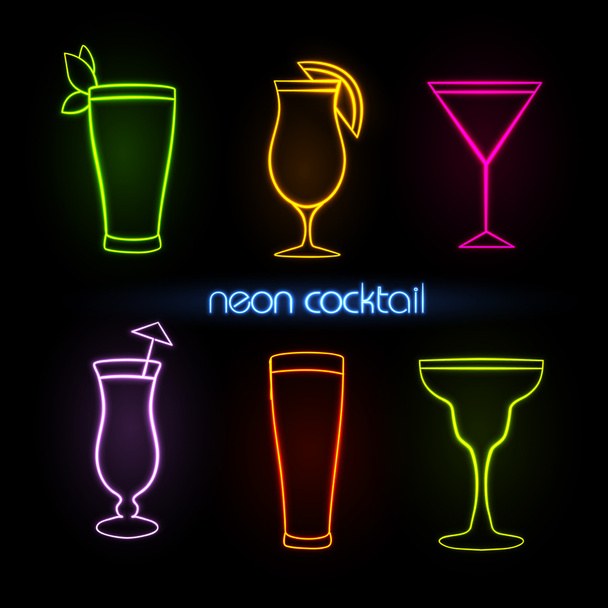 Neon sign. Cocktail - Vector, Image