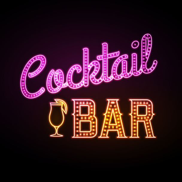 Neon sign. Cocktail bar - Vector, Image