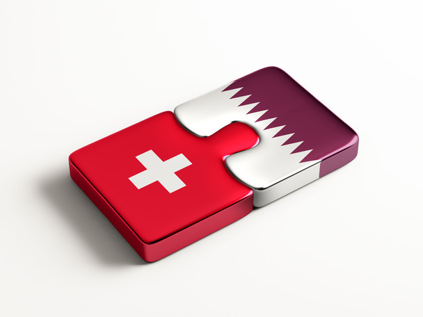 Qatar Switzerland  Puzzle Concept - Valokuva, kuva