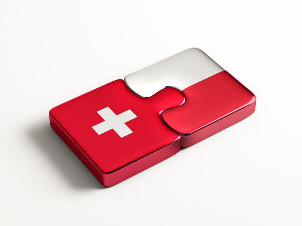 Poland Switzerland  Puzzle Concept - Фото, изображение