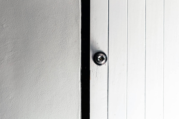 metal handle or doorknob on wooden door - Photo, Image