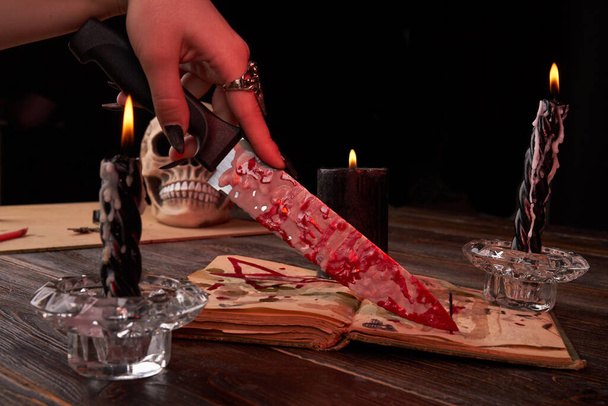 Antichrist satanic wiccy blood sacrifice ritual concept. - Photo, Image
