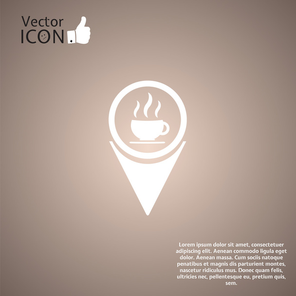 Map Pointer with Hot Coffee Mug - Vector, Image