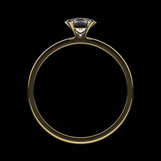 χρυσό δαχτυλίδι με διαμάντι. - Φωτογραφία, εικόνα