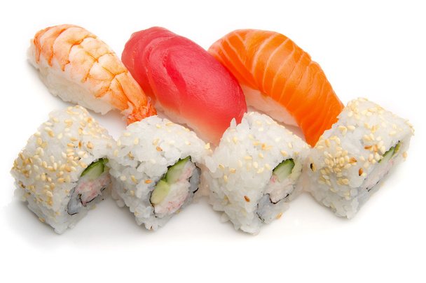 Sushi sobre fondo blanco
 - Foto, Imagen