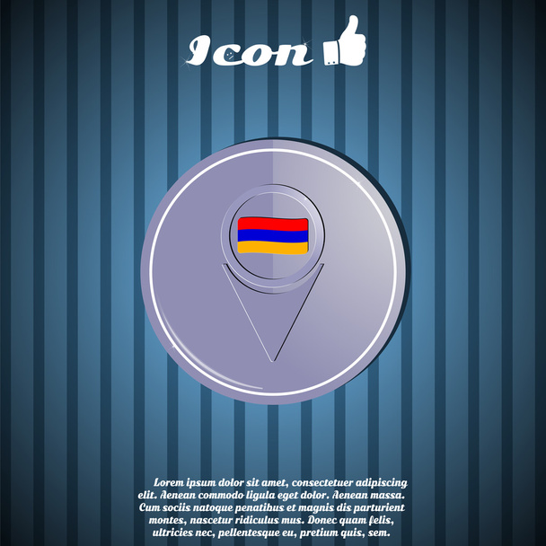 Mapa wskaźnik z Flaga Armenii. Płaskie styl - Wektor, obraz