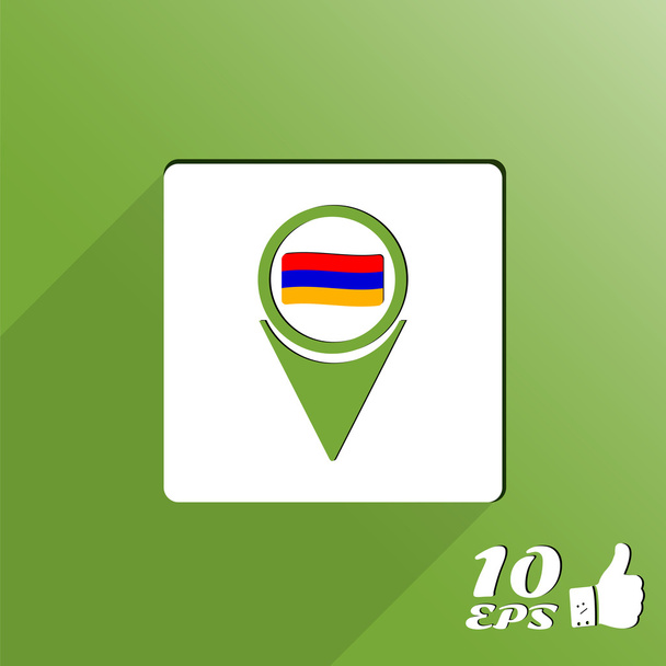 Mapa wskaźnik z Flaga Armenii. Płaskie styl - Wektor, obraz