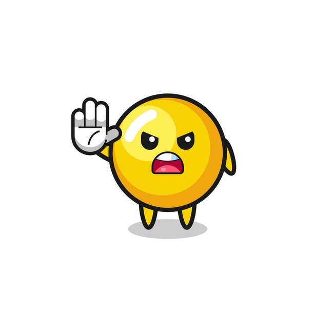 tojás sárgája karakter csinál stop gesztus, aranyos design - Vektor, kép
