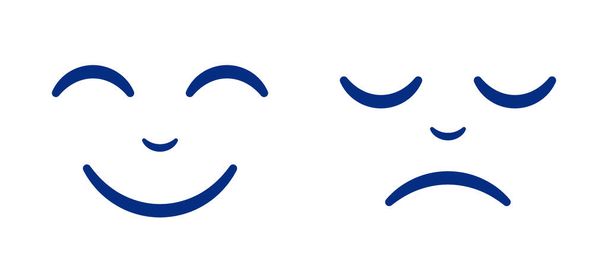 Icone vettoriali felici e tristi, isolate su sfondo bianco - Vettoriali, immagini