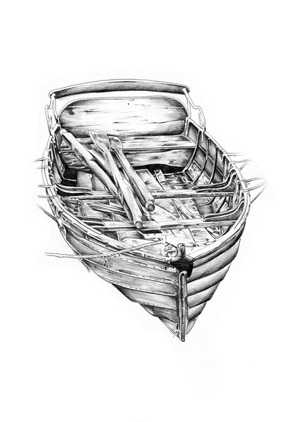 Antique bateau mer motif dessin fait à la main
 - Photo, image