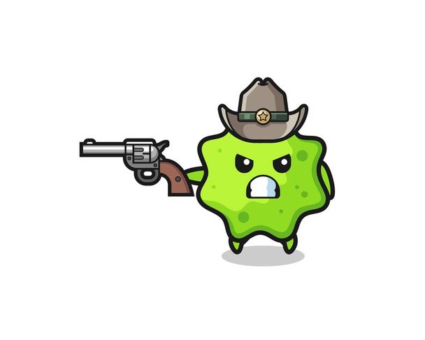 de splat cowboy schieten met een pistool, schattig ontwerp - Vector, afbeelding