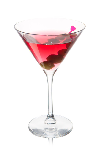 Rose Martini with olives on a white background - Photo, Image