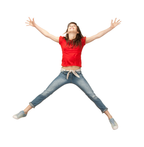 Jumping teenage girl - Φωτογραφία, εικόνα
