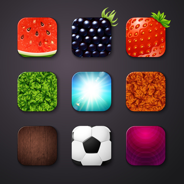 Set of icons stylized like mobile app. - Vetor, Imagem