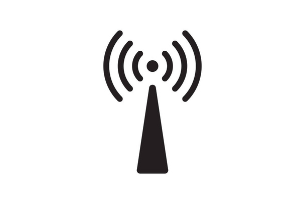 Radio tower antenna vector icon. Wireless station signal symbol. Wave connection transmission. - Wektor, obraz