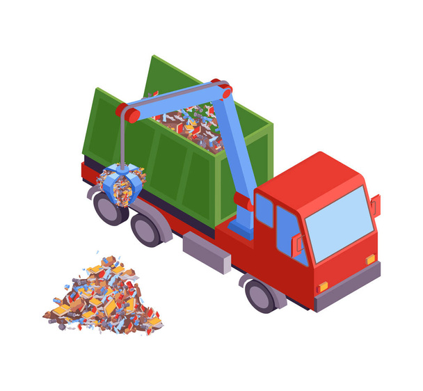 Composição do caminhão de escavação de lixo - Vetor, Imagem