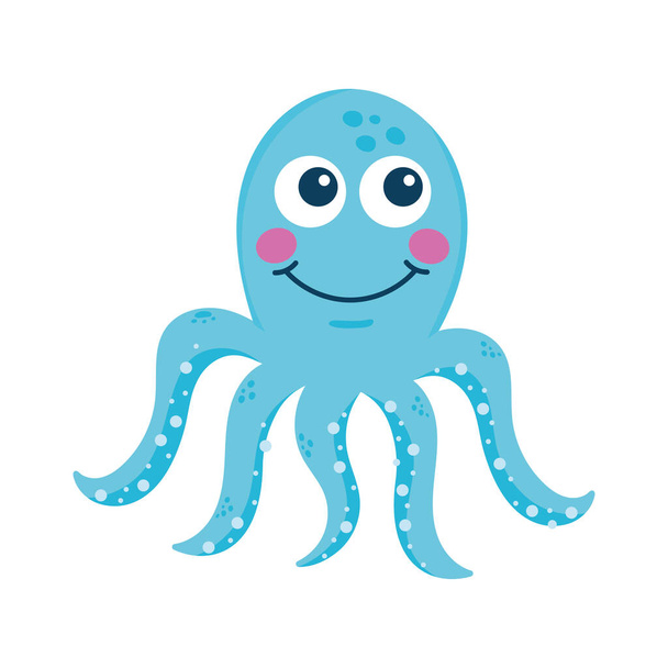 Синий осьминог - Вектор,изображение
