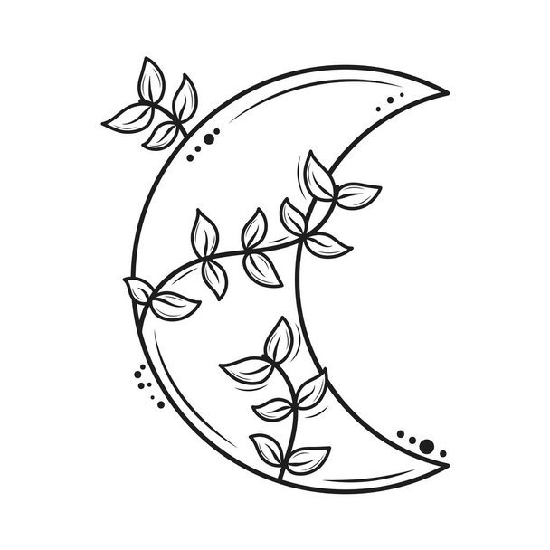 Luna creciente tatuaje minimalista - Vector, imagen