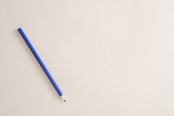 izole edilmiş beyaz arkaplanı olan mavi kalem. - Fotoğraf, Görsel