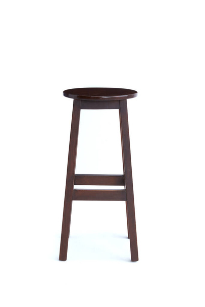 Dark brown wooden stool isolated on the white background. - Foto, Imagem