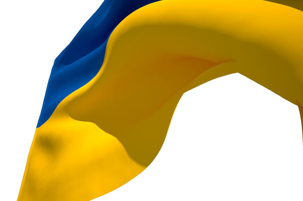Flag of Ukraine is waving in the wind against white background - Фото, зображення