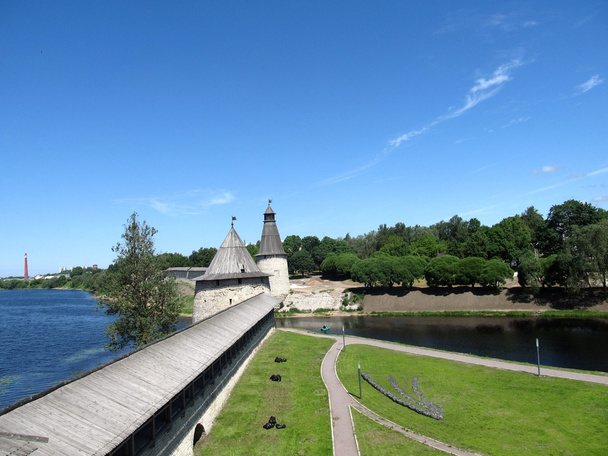 Pskov Kremlin on the confluence of the Great and Pskova rivers - Photo, Image