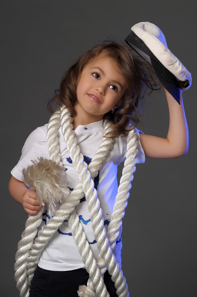 A young sailor with rope - 写真・画像