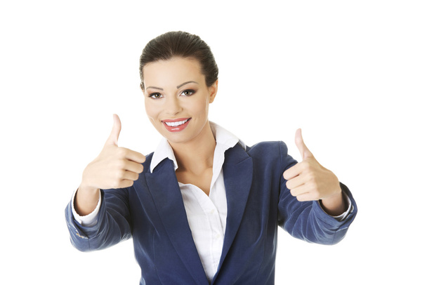 Happy businesswoman thumbs up - Zdjęcie, obraz