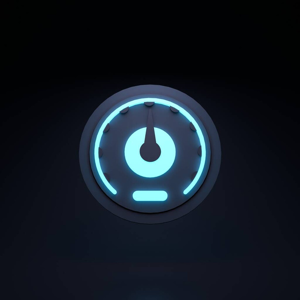 Neon speedometer icon. 3D render illustration - Photo, Image