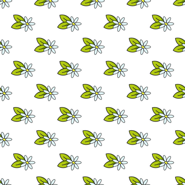 Nahtloses Muster mit einfachen weißen Blüten - Vektor, Bild